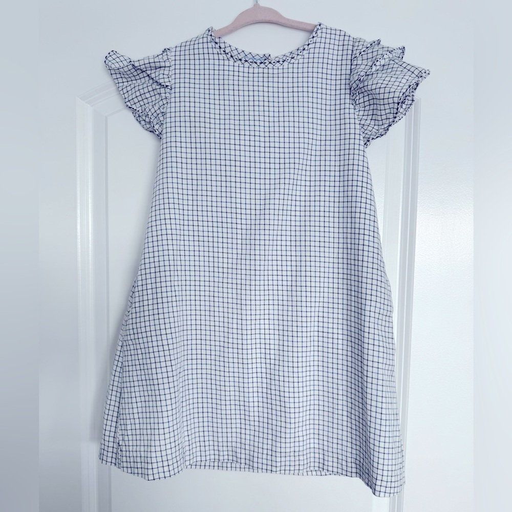 Bella Bliss Girls White and Black Plaid Dress Size 6